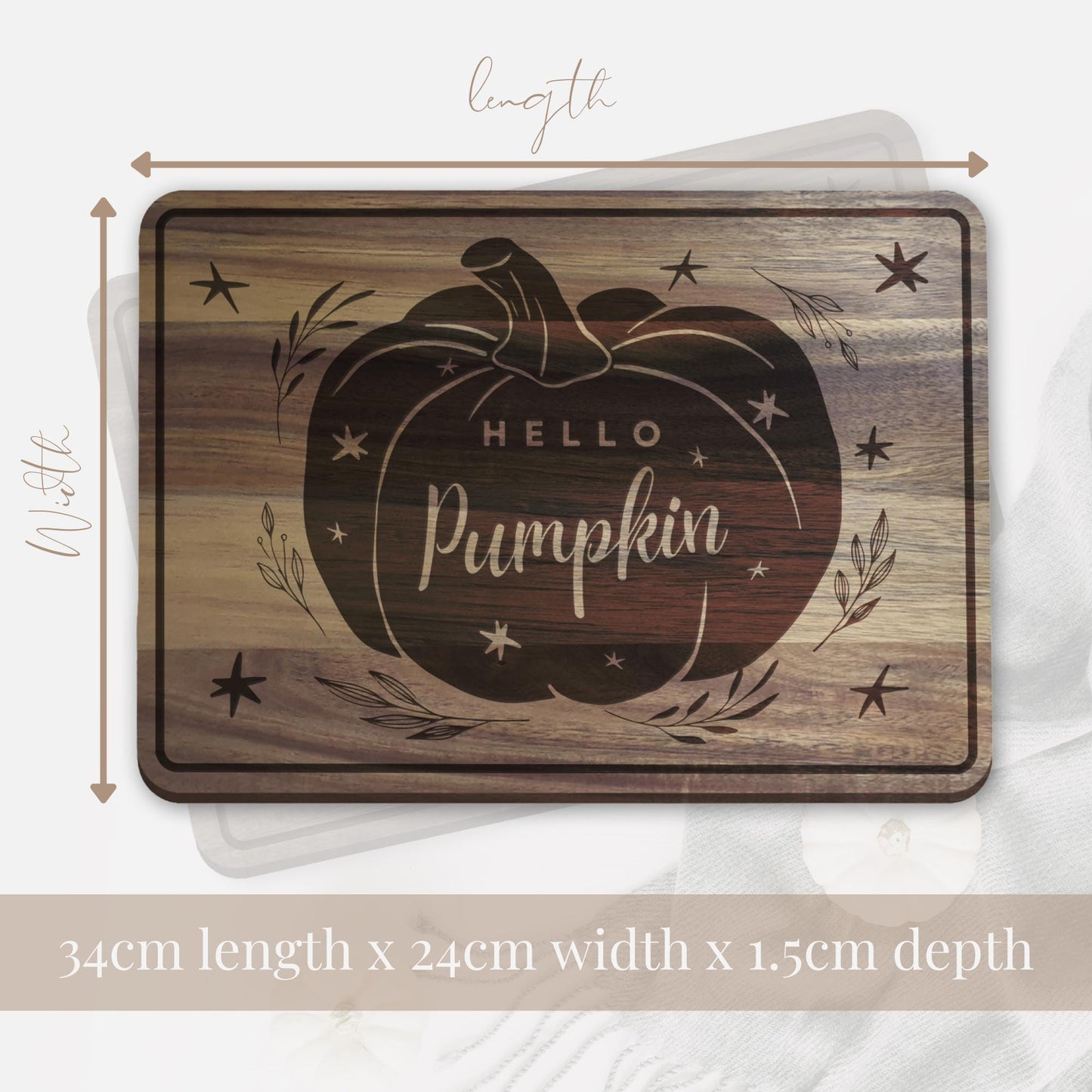 Hello Pumpkin Chopping Board 01: Fall Kitchen Decor, Autumnal Home Decor, Fall Gift, Halloween Serving Board, Cosy Seasonal Home Accessories