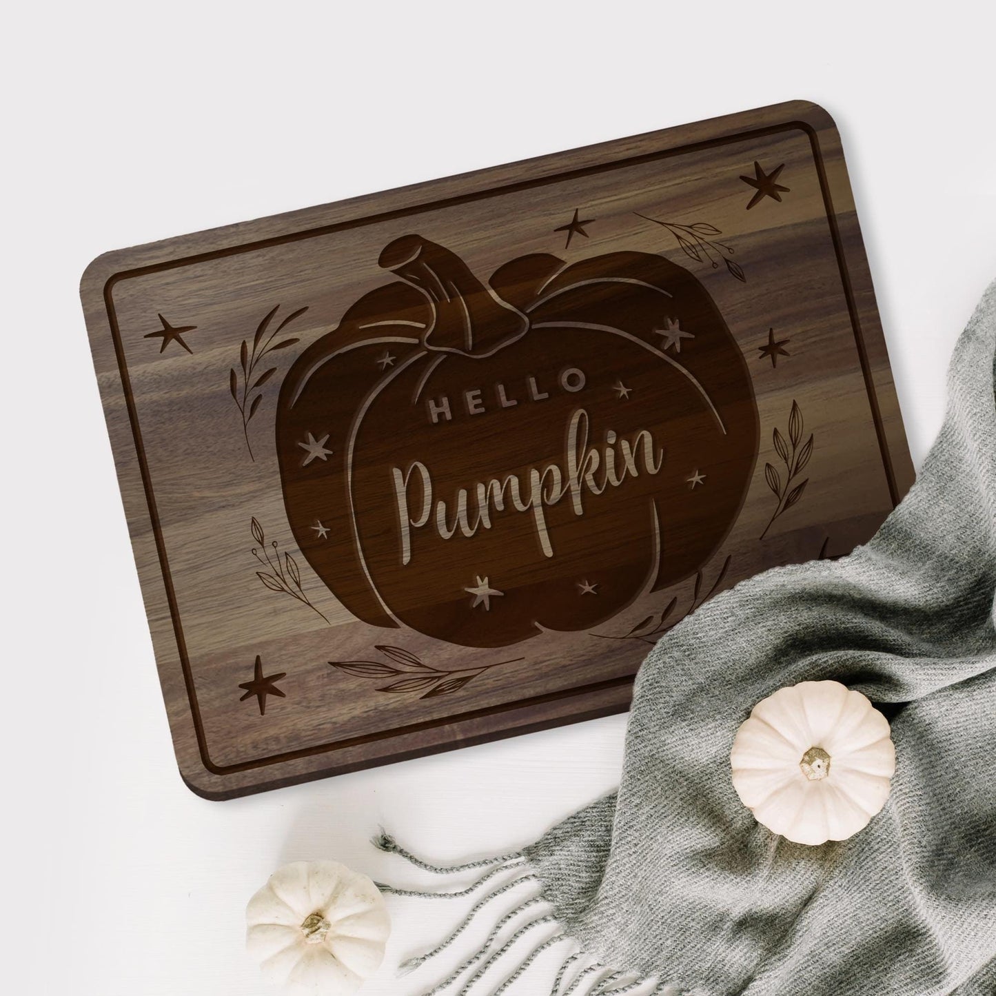 Hello Pumpkin Chopping Board 01: Fall Kitchen Decor, Autumnal Home Decor, Fall Gift, Halloween Serving Board, Cosy Seasonal Home Accessories