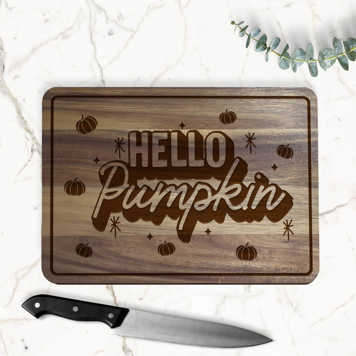 Hello Pumpkin Chopping Board 03: Fall Kitchen Decor, Autumnal Home Decor, Fall Gift, Halloween Serving Board, Cosy Seasonal Home Accessories