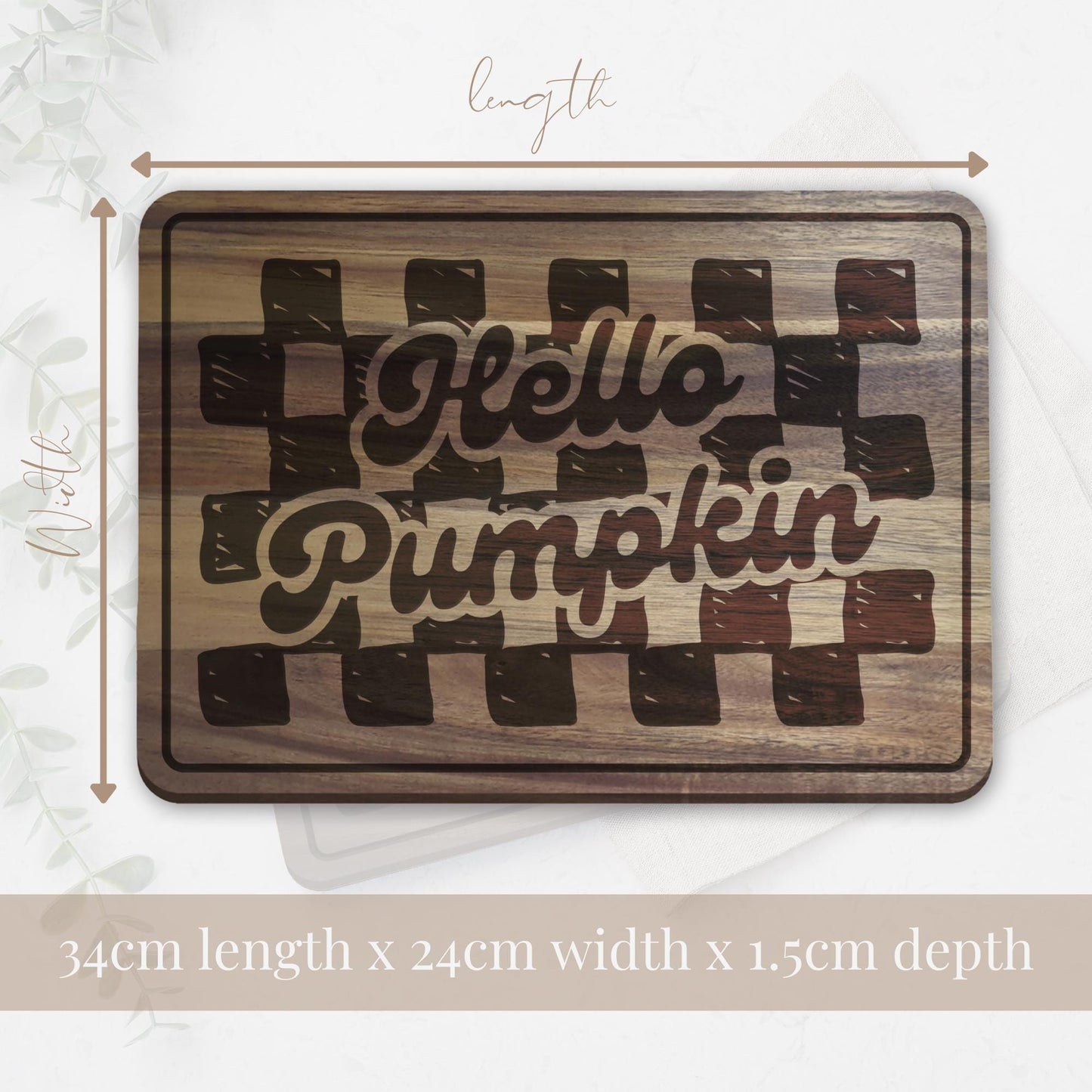 Hello Pumpkin Chopping Board 04: Fall Kitchen Decor, Autumnal Home Decor, Fall Gift, Halloween Serving Board, Cosy Seasonal Home Accessories