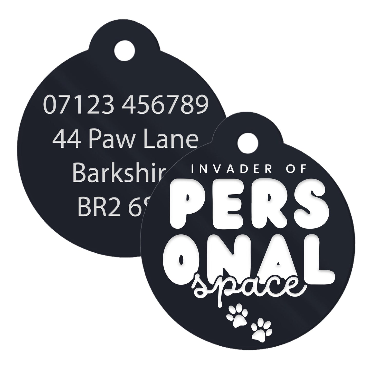 Invader Of Personal Space - Personalised Dog ID Tag: Custom Pet Safety Accessories, Cheeky Unique Gift For Dog, Hilariously Unique Pet ID