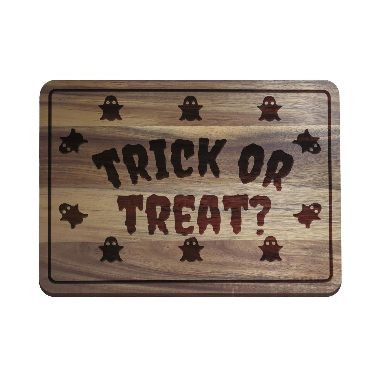 Trick or Treat Chopping Board - 04: Halloween Kitchen Decor, Spooky Season Wood Cutting Board, Autumnal Home Accessories Gift, Fall Vibes