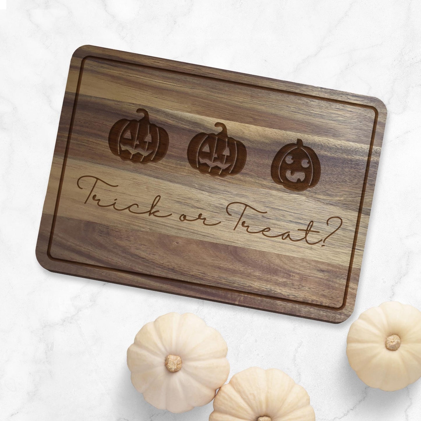 Trick or Treat Chopping Board - 06: Halloween Kitchen Decor, Spooky Season Wood Cutting Board, Autumnal Home Accessories Gift, Fall Vibes