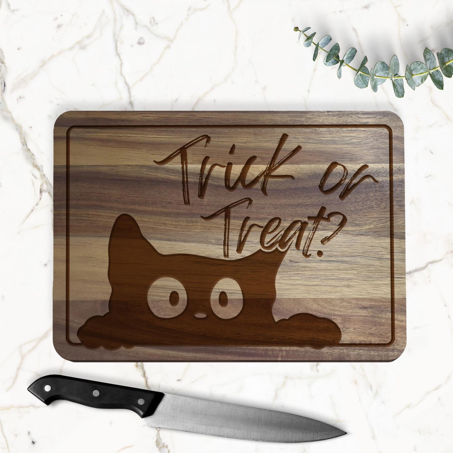 Trick or Treat Chopping Board - 08: Halloween Kitchen Decor, Spooky Season Wood Cutting Board, Autumnal Home Accessories Gift, Fall Vibes