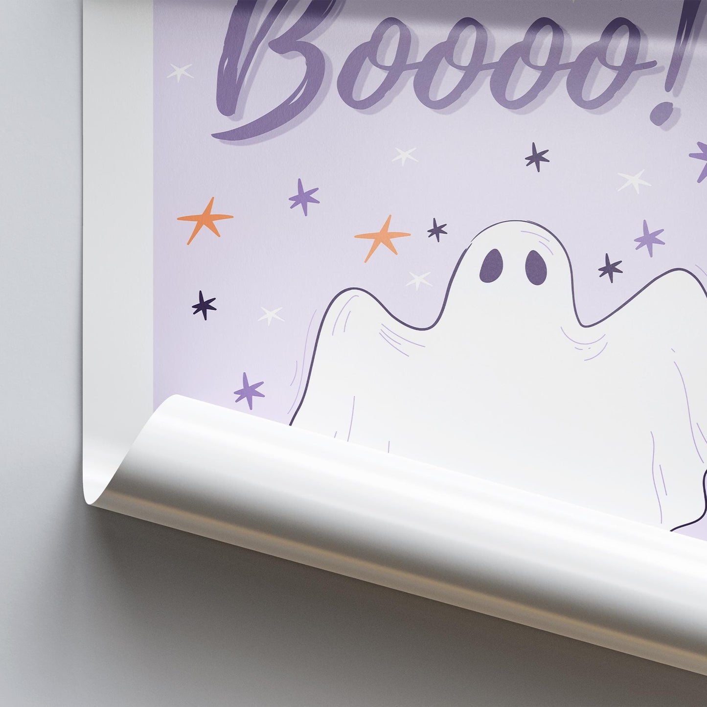 Hey Boo - Purple Ghost Poster: Seasonal Decor, Fall Wall Art, Spooky Vibes Print, Halloween Poster, Autumnal Home Decor Gift, Cute Ghost