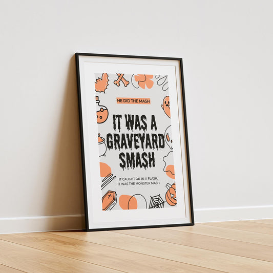 Monster Mash - Doodle Poster: Song Inspired Prints, Fall Wall Art, Spooky Vibes Print, Halloween Poster, Home Decor Gift, Unique Home Prints
