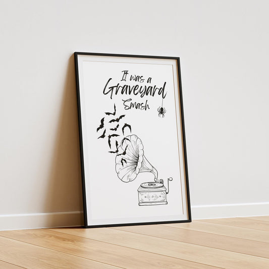 Monster Mash - Record Player Poster: Song Inspired Prints, Fall Wall Art, Spooky Vibes Print, Halloween Poster, Autumnal Home Decor Gift