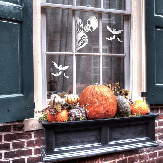 Skeleton Window Sticker 01: Halloween Window Decal, Spooky Season, Skeleton Decoration, Autumnal Home Decor, Halloween Party Decoration