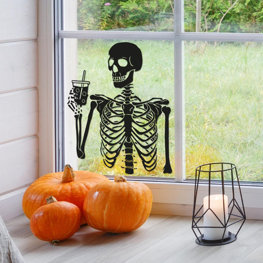 Skeleton Window Sticker 02: Halloween Window Decal, Spooky Season, Skeleton Decoration, Autumnal Home Decor, Halloween Party Decoration