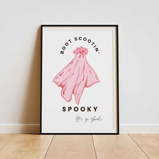 Let's Go Ghouls - Ghost Text Poster: Fall Wall Art, Cowboy/Cowgirl Print, Halloween Poster, Spooky & Chic Halloween Wall Art, Western Vibes