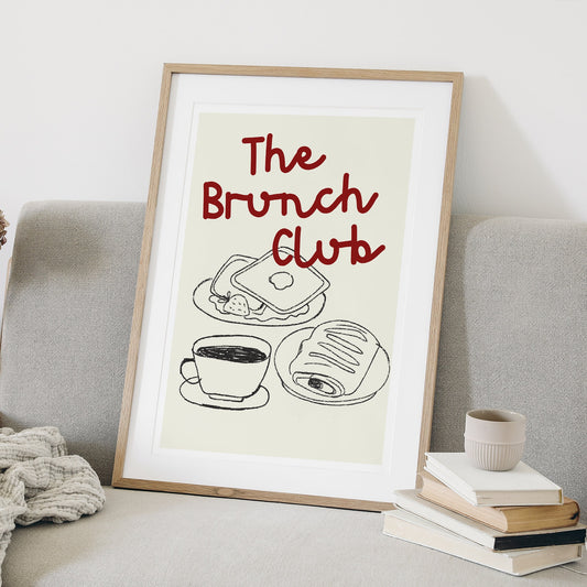 Brunch Club 02 Poster: Brunch Quote Print, Kitchen Decor, Trendy Home Decor, Food Lover Gift, Brunch Lover, Modern Wall Art, Cool Prints