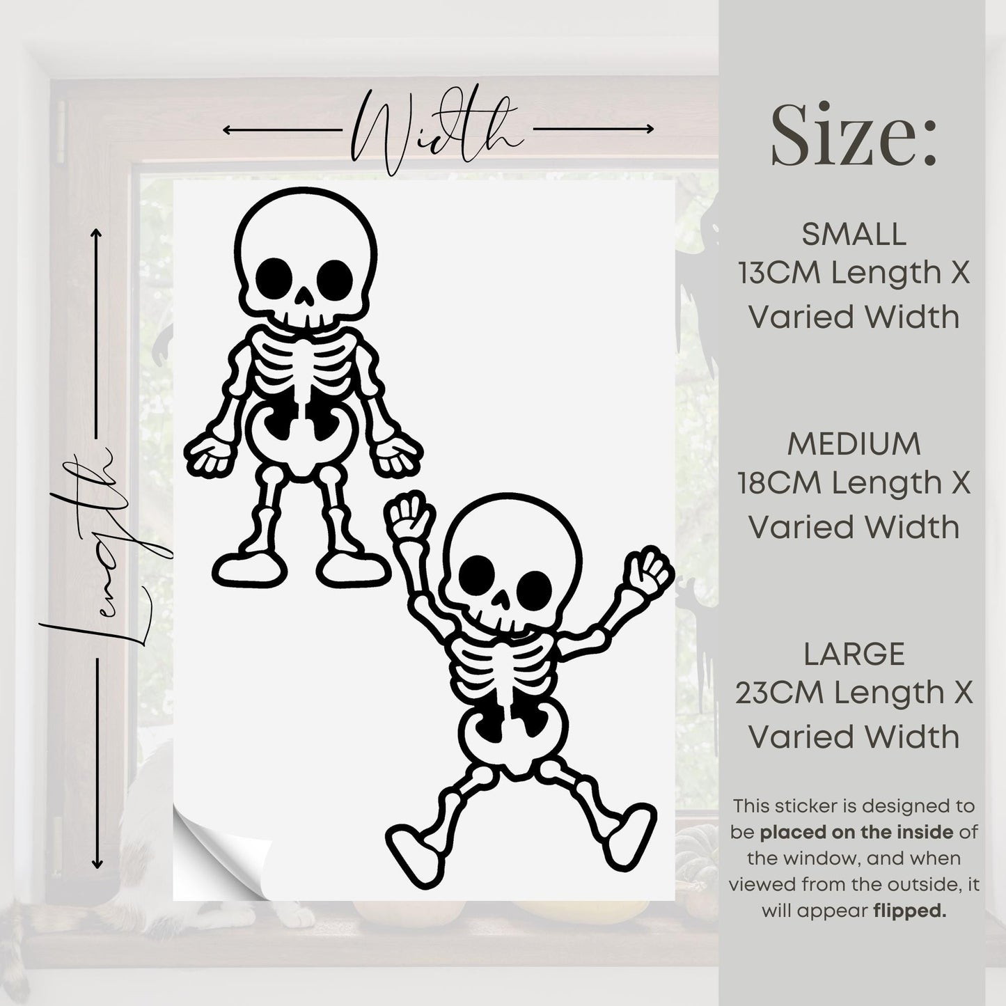 Fun Skeleton Window Sticker: Halloween Decorations, Autumnal Window Decal, Silhouette Window Display, Home Decor, Halloween Party Decoration