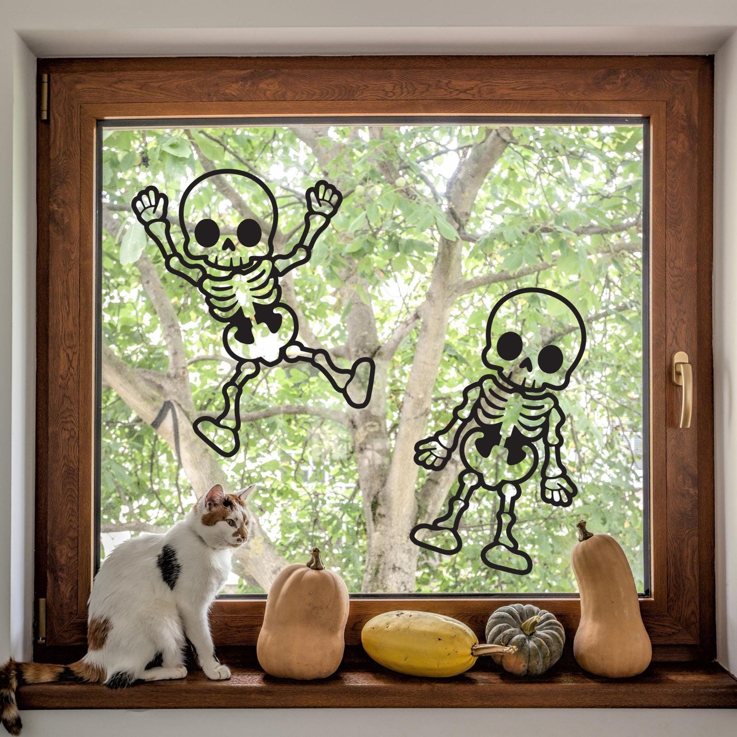 Fun Skeleton Window Sticker: Halloween Decorations, Autumnal Window Decal, Silhouette Window Display, Home Decor, Halloween Party Decoration