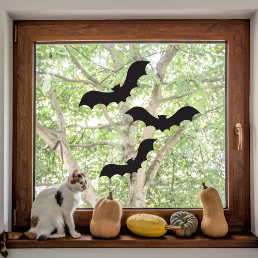 Bats Window Sticker: Halloween Decorations, Autumnal Window Decal, Silhouette Window Display, Home Decor, Halloween Party Decoration