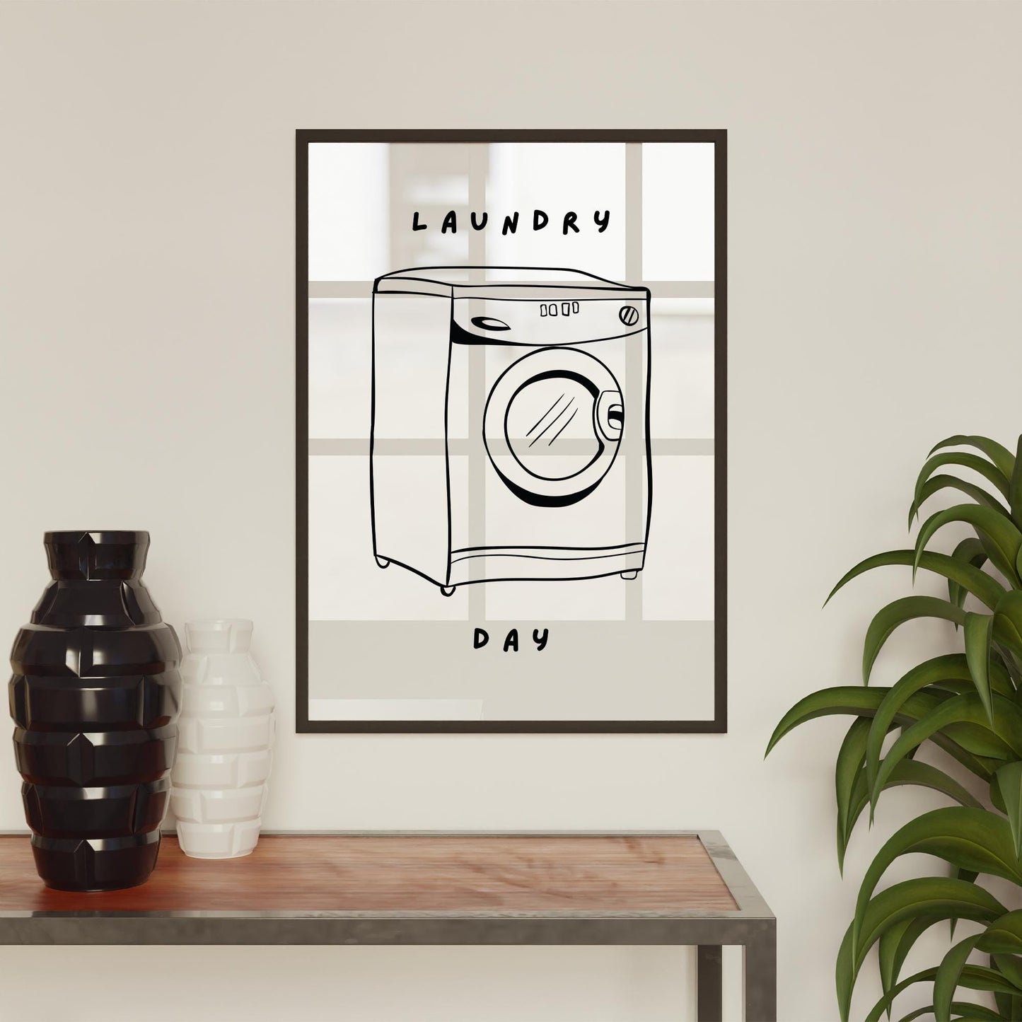 Laundry Day - Washing Machine Poster: Trendy Art, Unique Home Decor, Cool Laundry Room Print, Funny Quote Poster, Utility Room Art