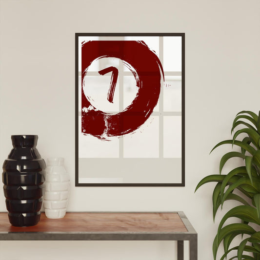 Lucky 7 Ball - Pool Print: Retro Billiards Decor, Vintage Style Pool Poster, Cool Home Decor, Game room Wall Art, Mid Century Modern Art