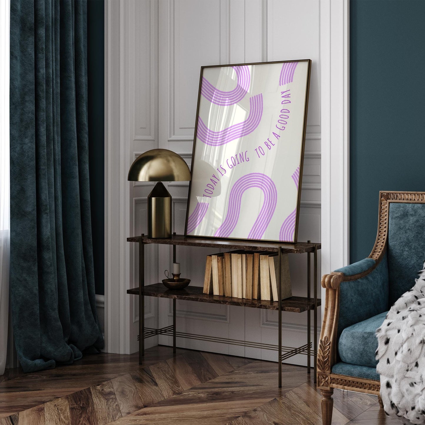 Today Is Going To Be A Good Day - Lines Poster: Bathroom Print, Unique Home Decor, Cool Print, Positive Quote Poster, Home Wall Art