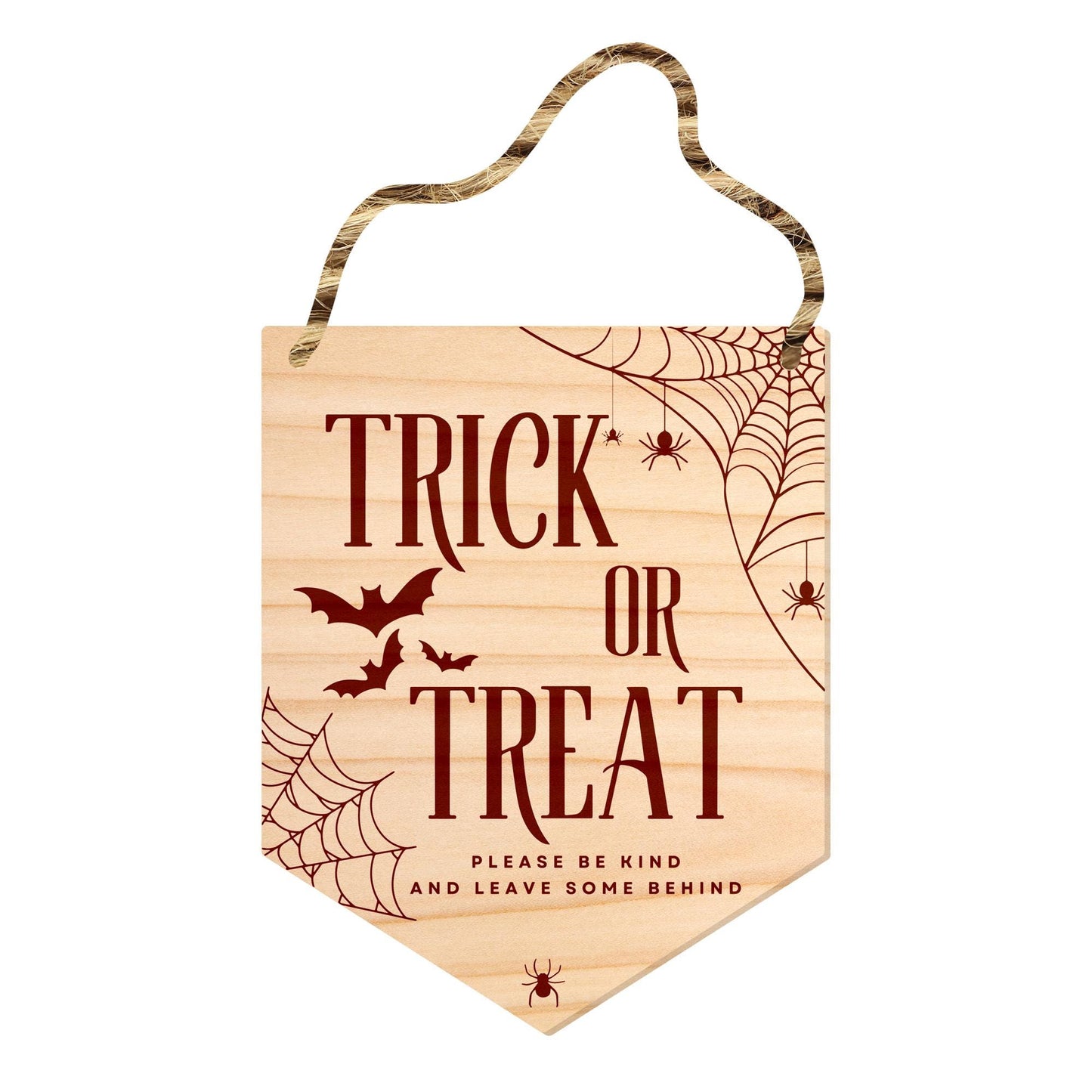 Trick Or Treat - Spider Web Front Door Halloween Sign, Wooden Door Plaque, Cute Spooky Sign, Halloween Decor, Reusable Halloween Decor
