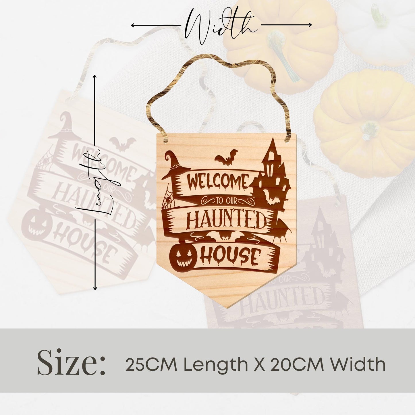 Welcome To Our Haunted House - Spooky  Front Door Halloween Sign, Wooden Door Plaque, Halloween Decor, Reusable Halloween Decor, Spooky Sign