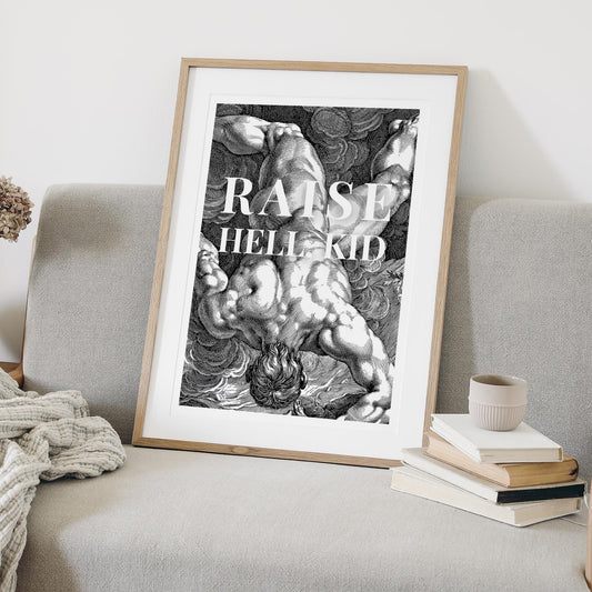 Raise Hell, Kid - 02 Poster: Art Print, Bold Art, Alternative Decor, Dark Academia Print, Aesthetic Wall Art, Cool Print, Edgy Home Decor
