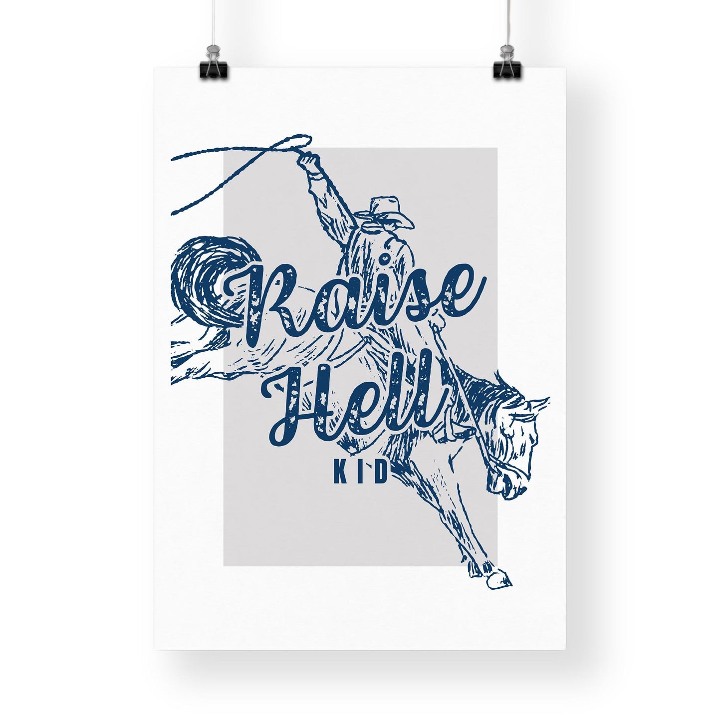 Raise Hell, Kid - 07 Poster: Art Print, Bold Art, Cowboy Decor, Graphic Design Print, Western Aesthetic Wall Art, Cool Print, Home Decor