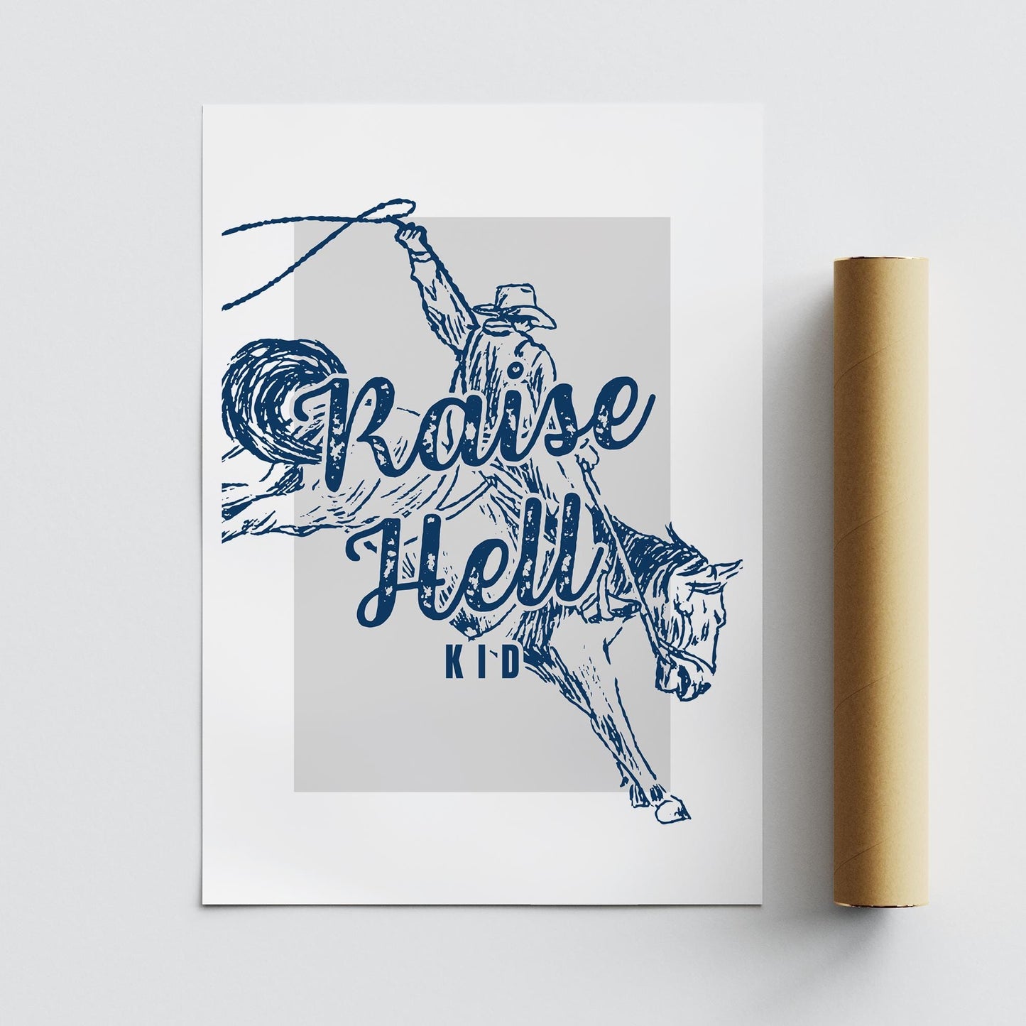 Raise Hell, Kid - 07 Poster: Art Print, Bold Art, Cowboy Decor, Graphic Design Print, Western Aesthetic Wall Art, Cool Print, Home Decor