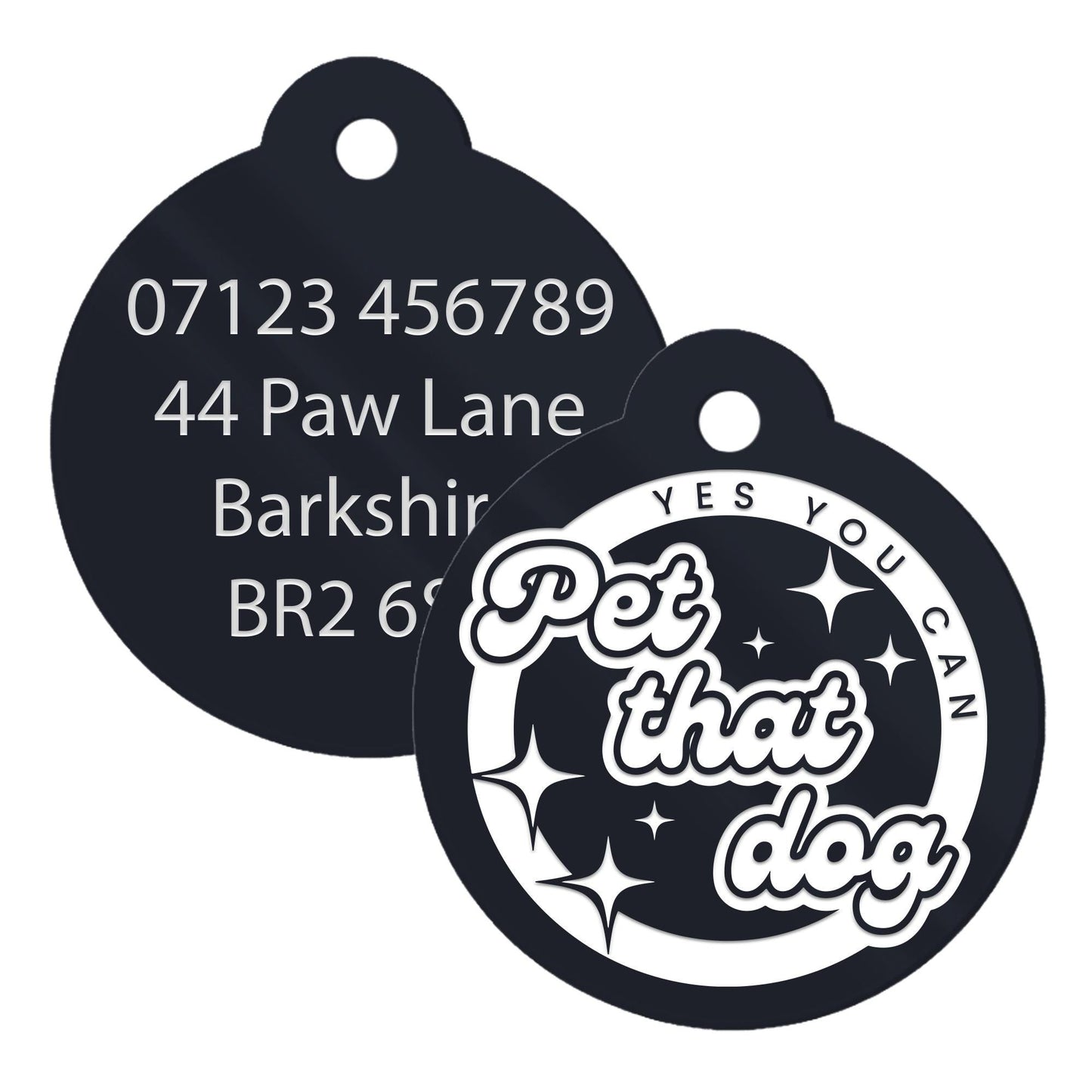 Yes, You Can Pet That Dog - Text Custom Dog ID Collar Tag: Funny Pet Safety Accessories, New Pet Essentials, Unique Gift For Dog