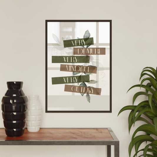 Very Demure, Very Mindful, Very Cutesy - 03 Typography Poster, Elegant Print, Aesthetic Prints, Unique Art, Trending Meme Print, Home Decor