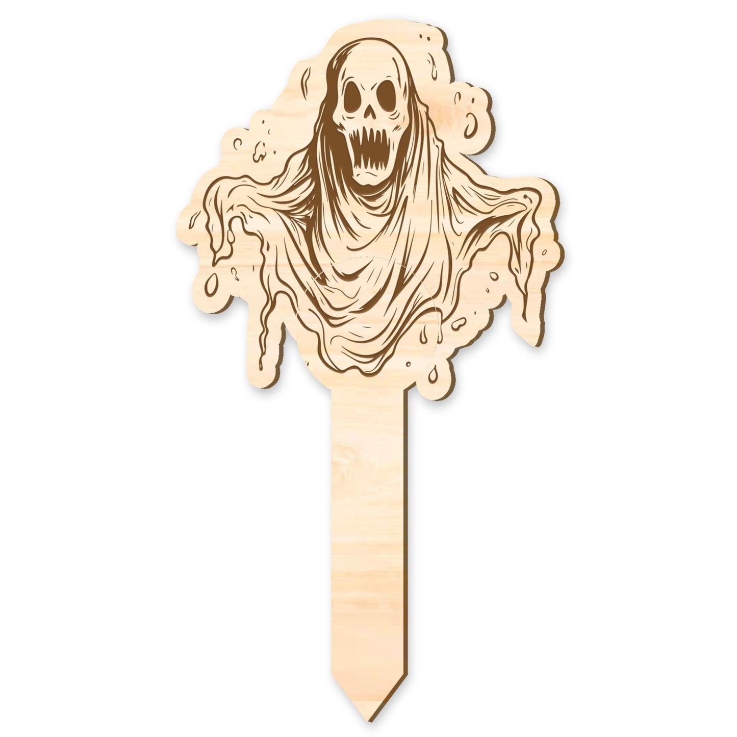 Spooky Ghost Wooden Halloween Plaque: Garden Sign, Halloween Outdoor Decoration, Wooden Garden Decor, Halloween Party Decorations