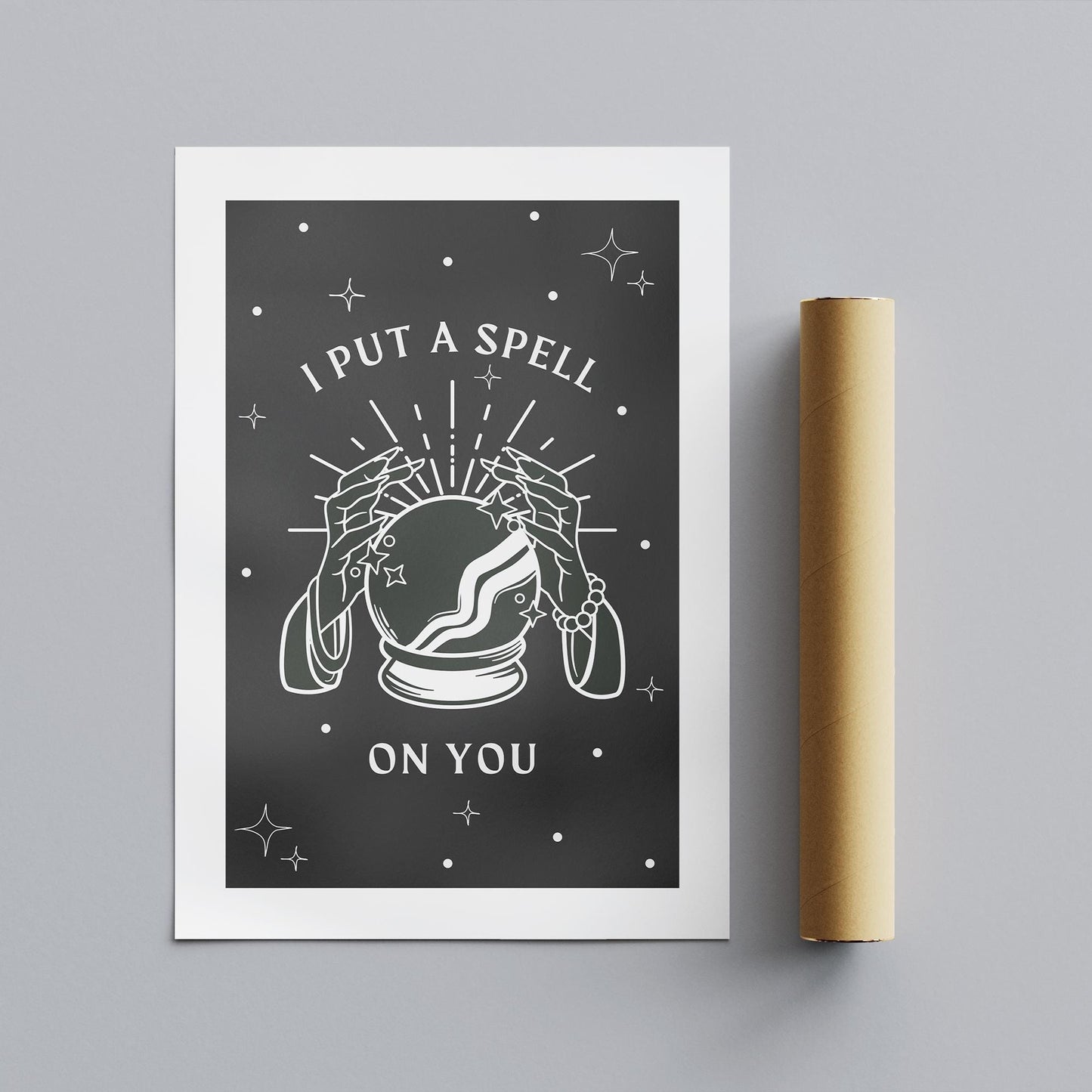 I Put A Spell On You - Crystal Ball Poster: Seasonal Decor, Fall Wall Art, Spooky Vibes Print, Halloween Poster, Autumnal Home Decor Gift