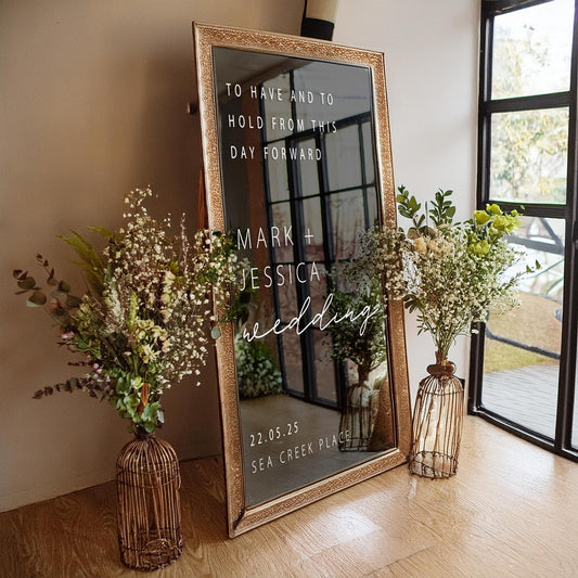 To Have & To Hold - 02: Personalised Wedding Mirror Sticker, Vinyl Decal for DIY Wedding Quote Sign, Custom Sticker For Wedding Party Decor