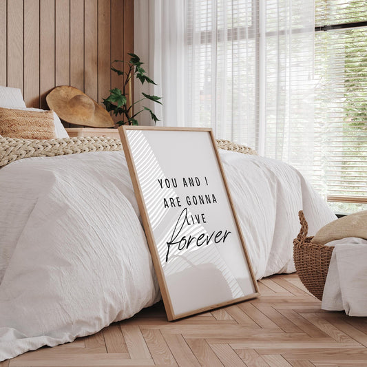 Live Forever - 01 Type Poster: Oasis Print, Song-Inspired Print, Iconic Quote Wall Art, Britpop Home Decor, Music Lover, Typography Poster