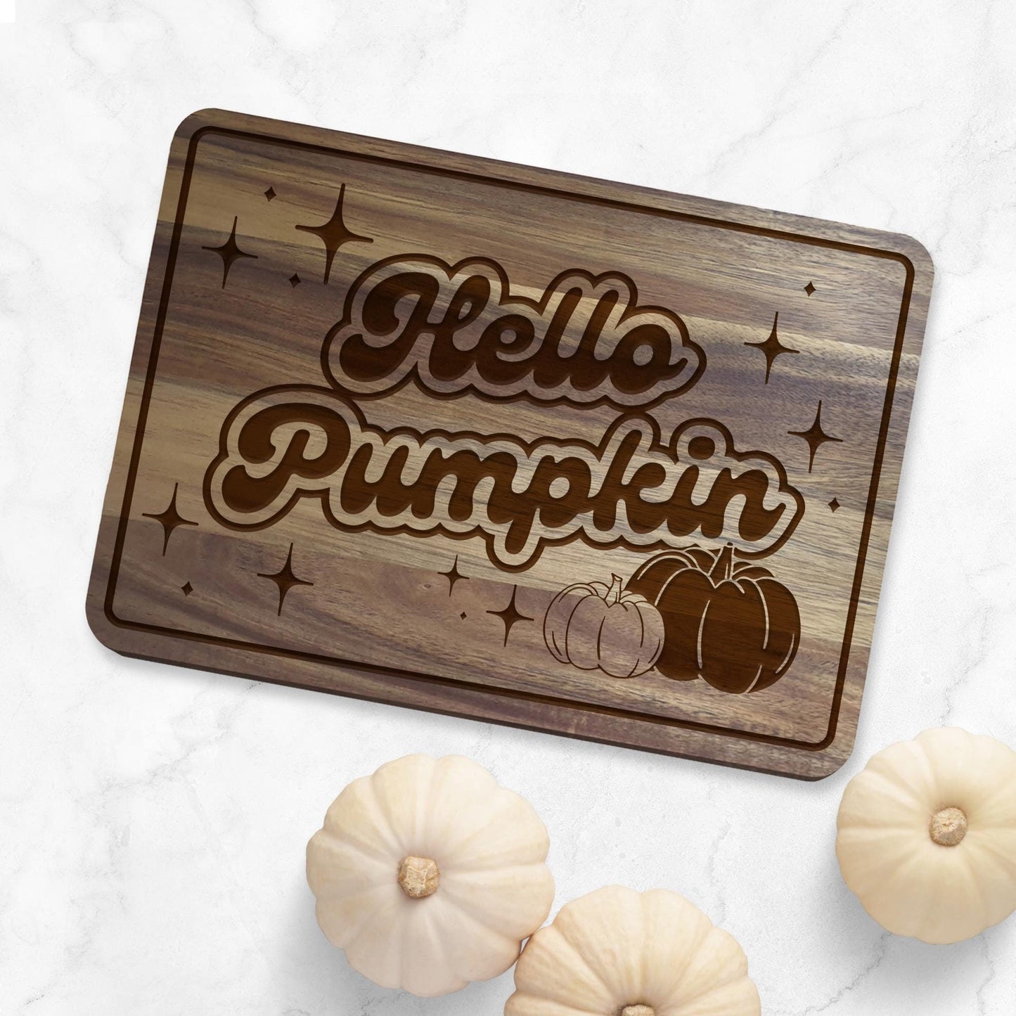 Hello Pumpkin Chopping Board 05: Fall Kitchen Decor, Autumnal Home Decor, Fall Gift, Halloween Serving Board, Cosy Seasonal Home Accessories