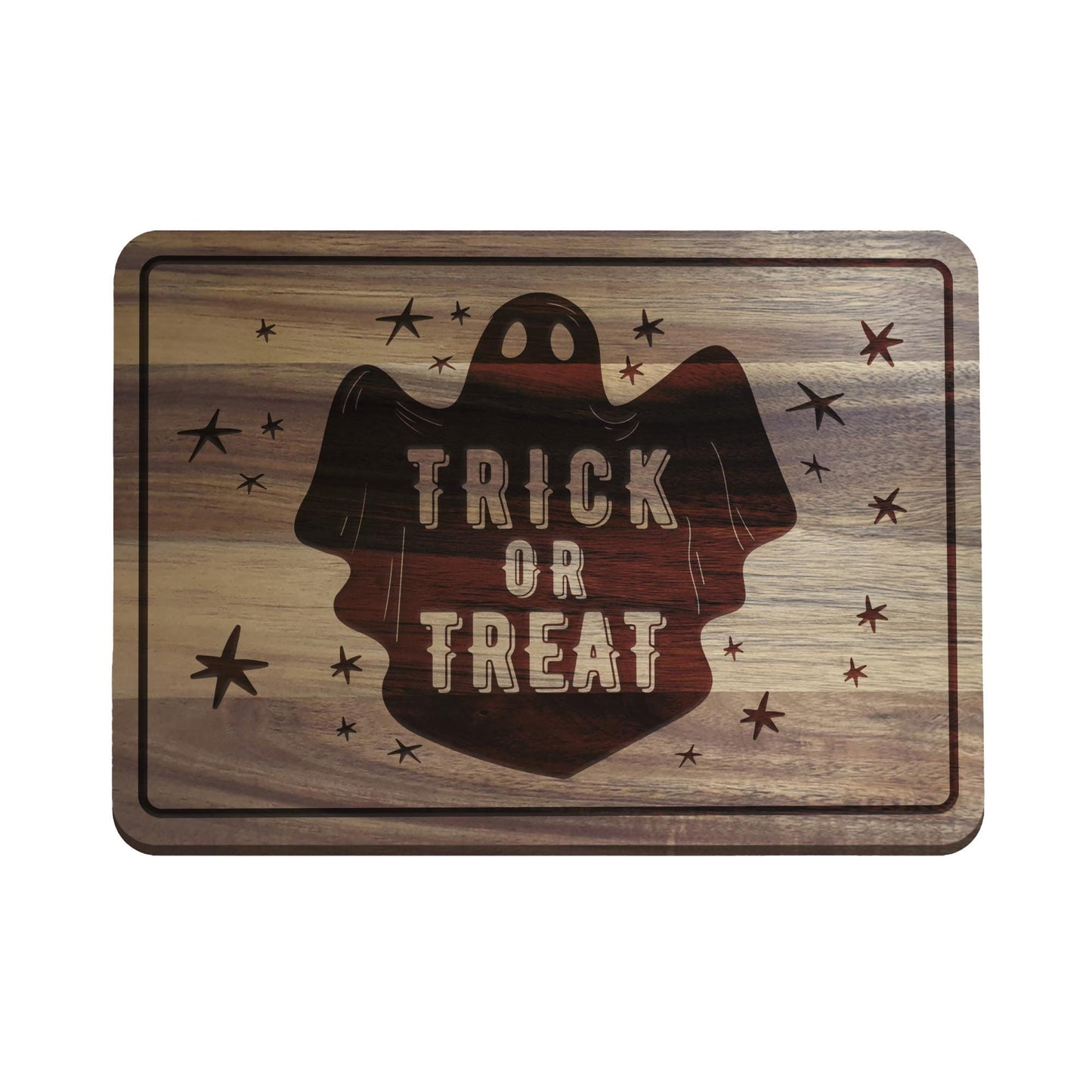 Trick or Treat Chopping Board - 01: Halloween Kitchen Decor, Spooky Season Wood Cutting Board, Autumnal Home Accessories Gift, Fall Vibes