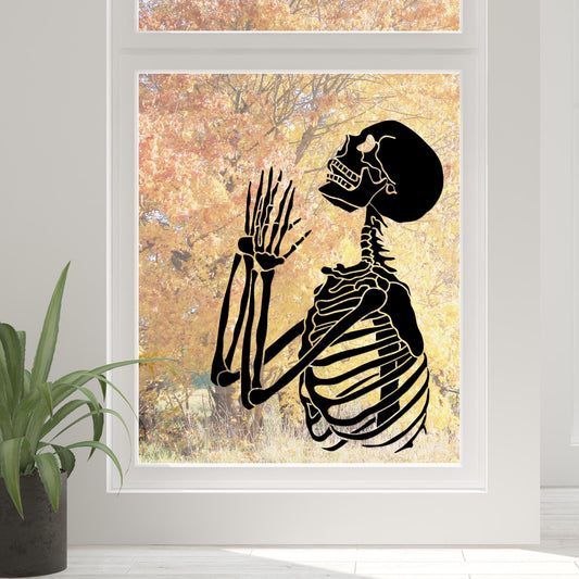 Skeleton Window Sticker 03: Halloween Window Decal, Spooky Season, Skeleton Decoration, Autumnal Home Decor, Halloween Party Decoration
