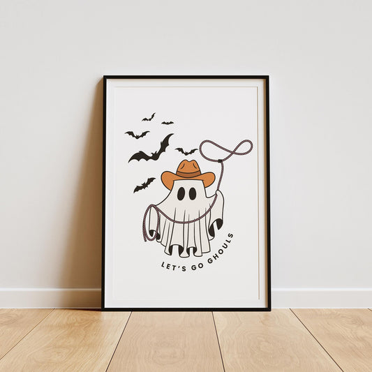 Let's Go Ghouls - Rodeo Ghost Poster: Fall Wall Art, Cowboy/Cowgirl Print, Halloween Poster, Spooky & Chic Halloween Wall Art, Western Vibes