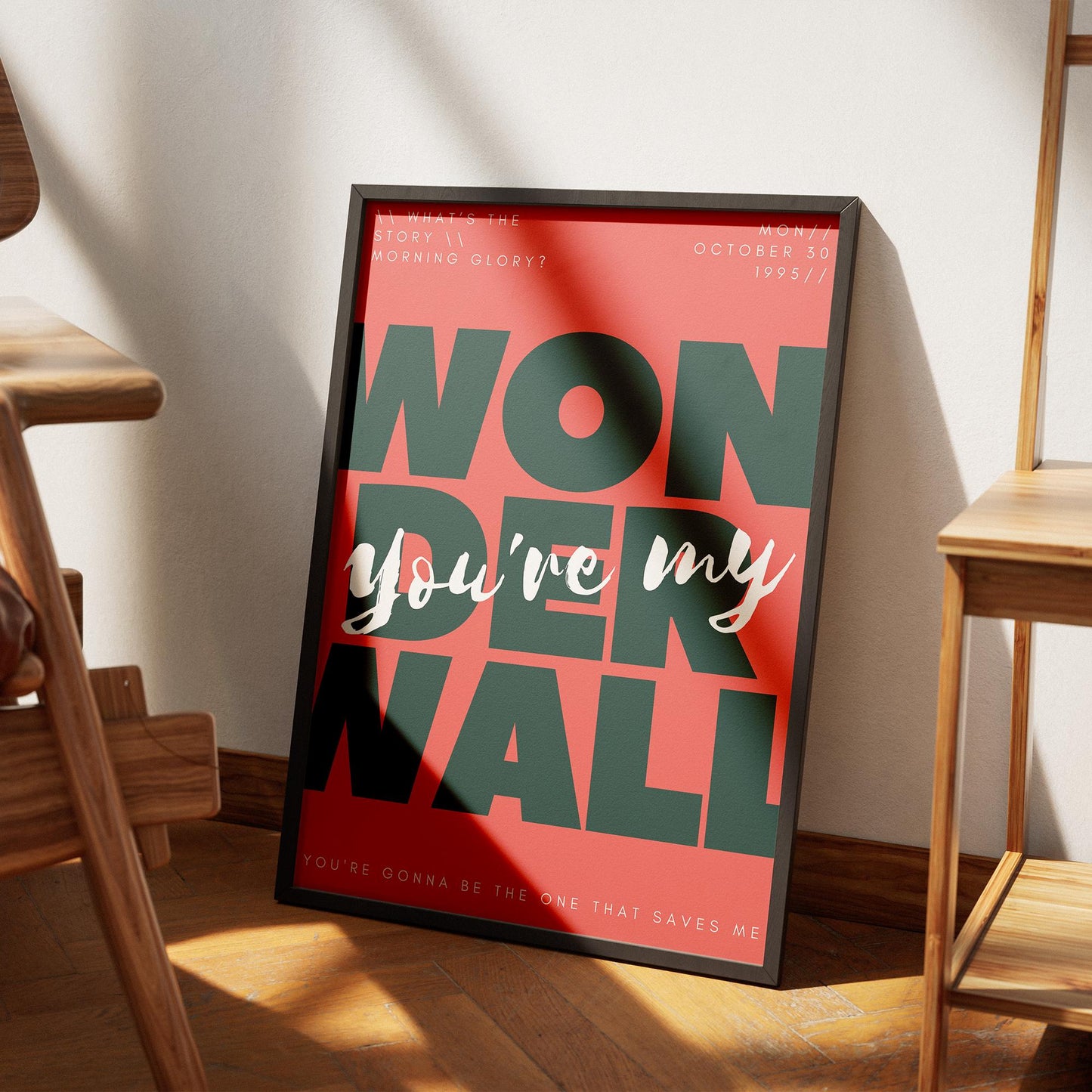 Wonderwall - 01 Music Poster: Oasis Print, Song-Inspired Print, Iconic Quote Wall Art, Britpop Home Decor, Music Lover, Typography Poster