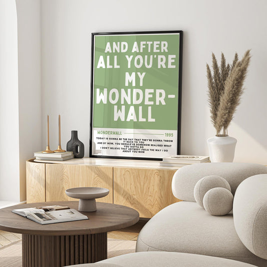 Wonderwall - 04 Music Poster: Oasis Print, Song-Inspired Print, Iconic Quote Wall Art, Britpop Home Decor, Music Lover, Typography Poster