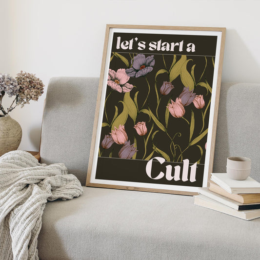 Let's Start A Cult - 02 Poster: Alternative Decor, Dark Humour Print, Halloween Wall Art, Funny Cool Print, Halloween Print, Edgy Home Decor