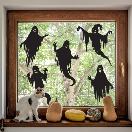Spooky Ghost Window Sticker: Halloween Decorations, Autumnal Window Decal, Silhouette Window Display, Home Decor, Halloween Party Decoration