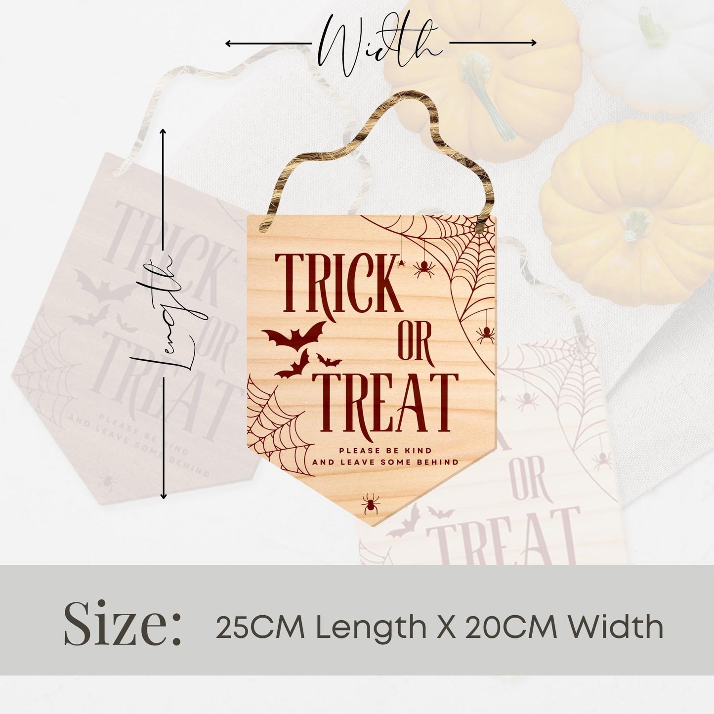 Trick Or Treat - Spider Web Front Door Halloween Sign, Wooden Door Plaque, Cute Spooky Sign, Halloween Decor, Reusable Halloween Decor