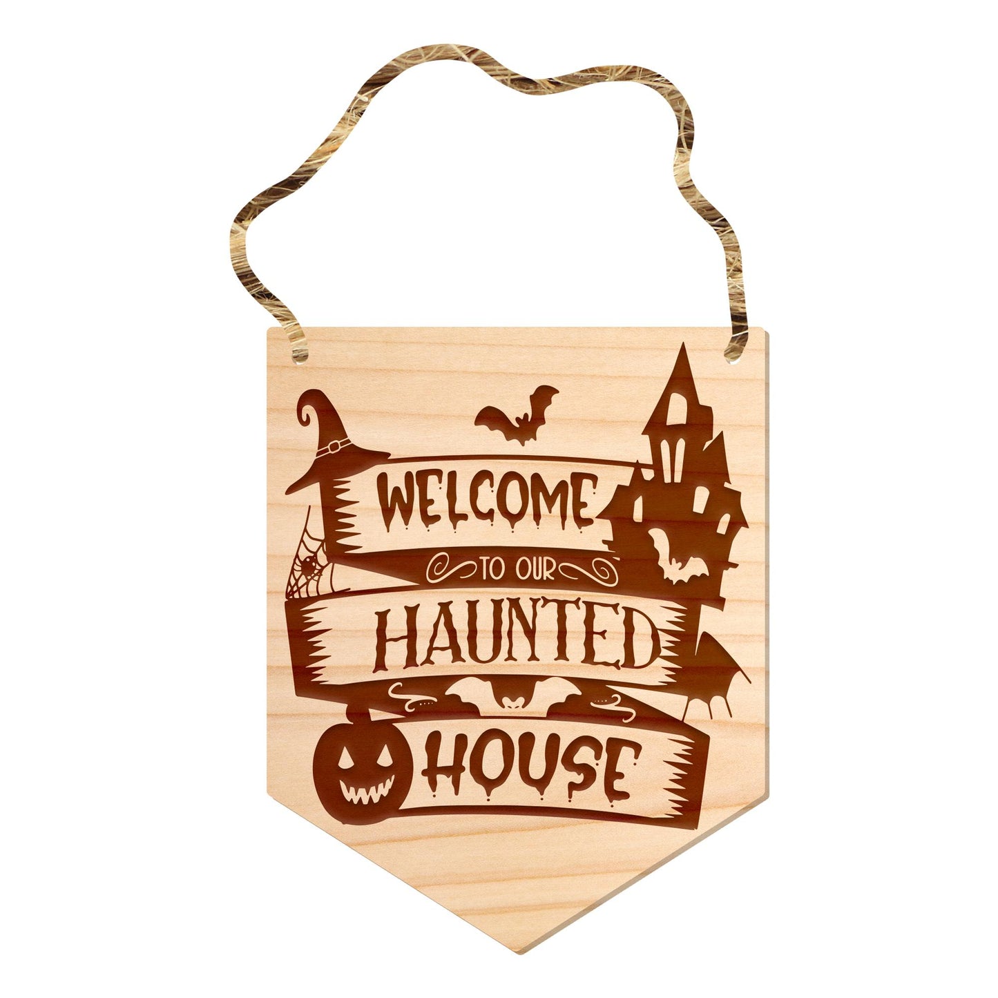 Welcome To Our Haunted House - Spooky  Front Door Halloween Sign, Wooden Door Plaque, Halloween Decor, Reusable Halloween Decor, Spooky Sign