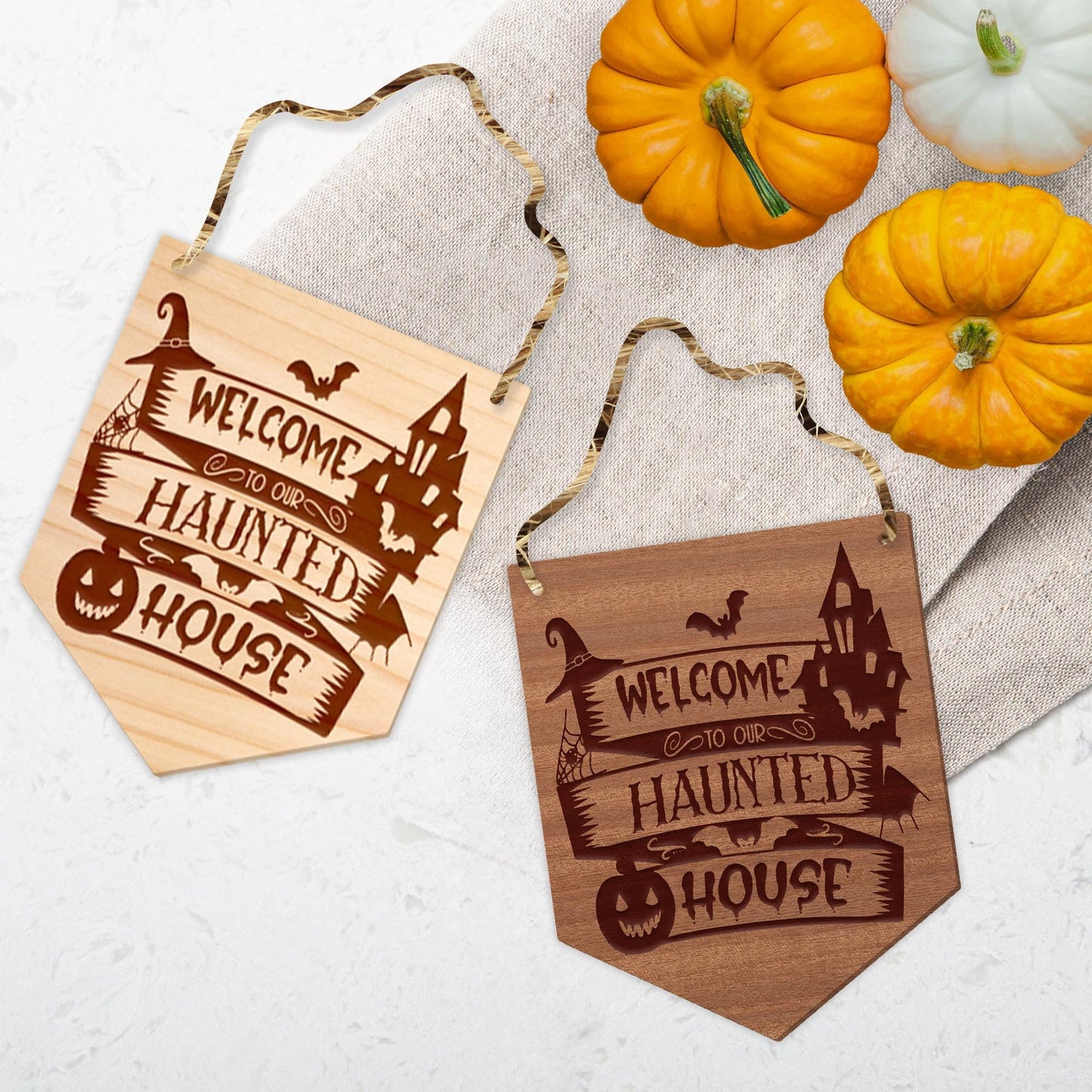 Welcome To Our Haunted House - Spooky  Front Door Halloween Sign, Wooden Door Plaque, Halloween Decor, Reusable Halloween Decor, Spooky Sign