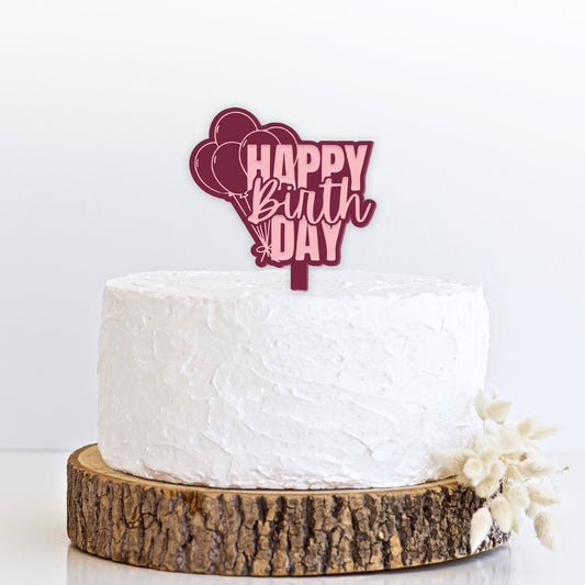 Happy Birthday Balloon Acrylic Cake Topper, Reusable Birthday Decorations, Birthday Decor, Cake Accessories, Engraved Cake Decor