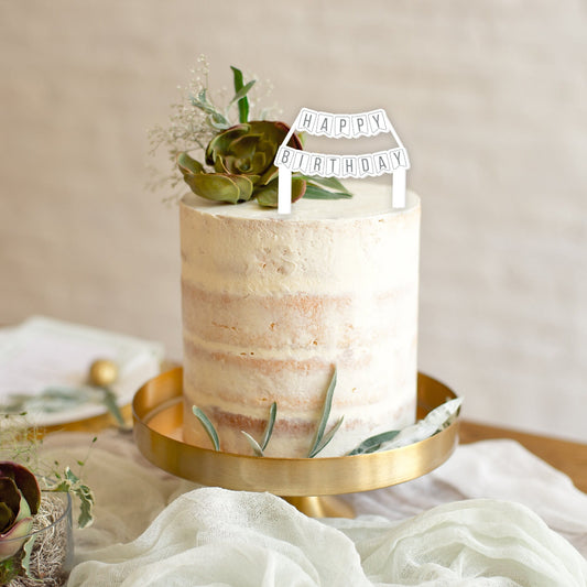 Happy Birthday Banner Acrylic Cake Topper, Reusable Birthday Decorations, Birthday Decor, Cake Accessories, Engraved Cake Decor