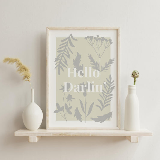 Hello Darlin' - 02 Poster: Botanical Art Print, Nature Poster, Elegant Modern Home Decor, Muted Colours, Chic Decor, Minimalistic Wall Art