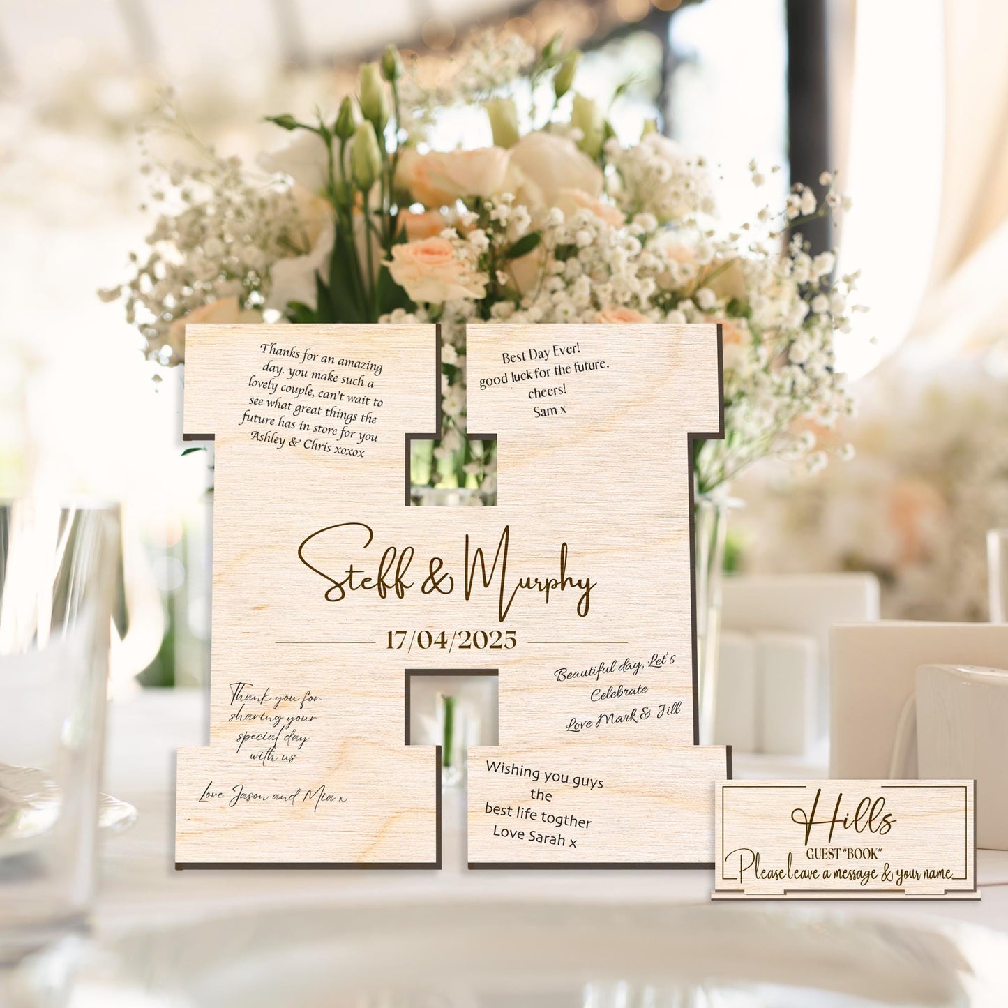 Unique Wedding Guest Book - Personalised Wooden Initial For Guests To Sign, Alternative Guest Book, Rustic Sign Wedding Decor, Keepsake