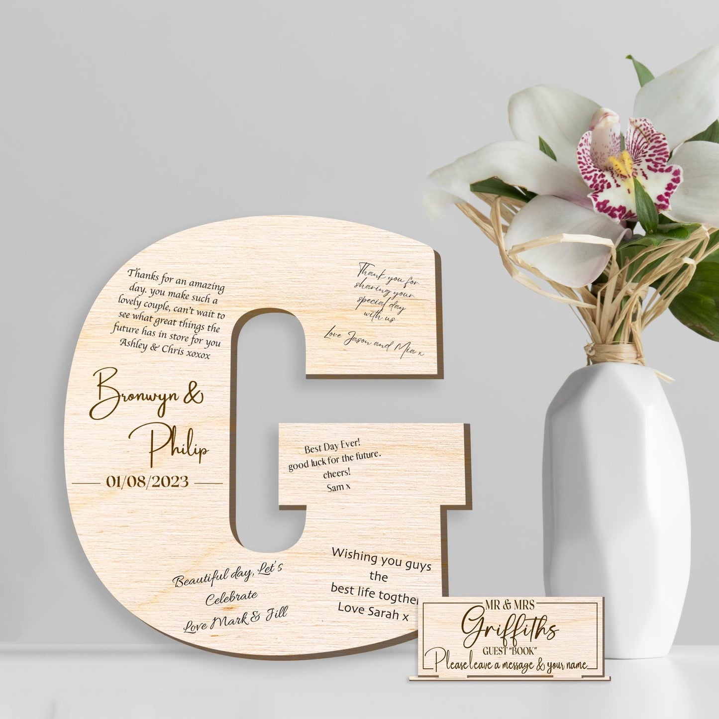 Unique Wedding Guest Book - Personalised Wooden Initial For Guests To Sign, Alternative Guest Book, Rustic Sign Wedding Decor, Keepsake