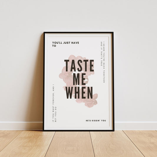 Taste - 07 Music Inspired Poster: Sabrina Carpenter Song-Inspired Print, Lyrics Wall Art, Pop Culture Home Decor, Gift For Music Lover, Art
