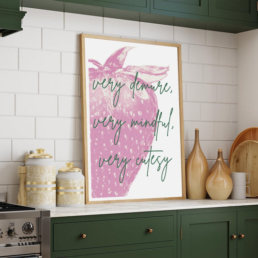 Very Demure, Very Mindful, Very Cutesy - 11 Poster: Trend Quote Print, Soft Girl Decor, Preppy Home Decor, Coquette Aesthetic, Modern Art